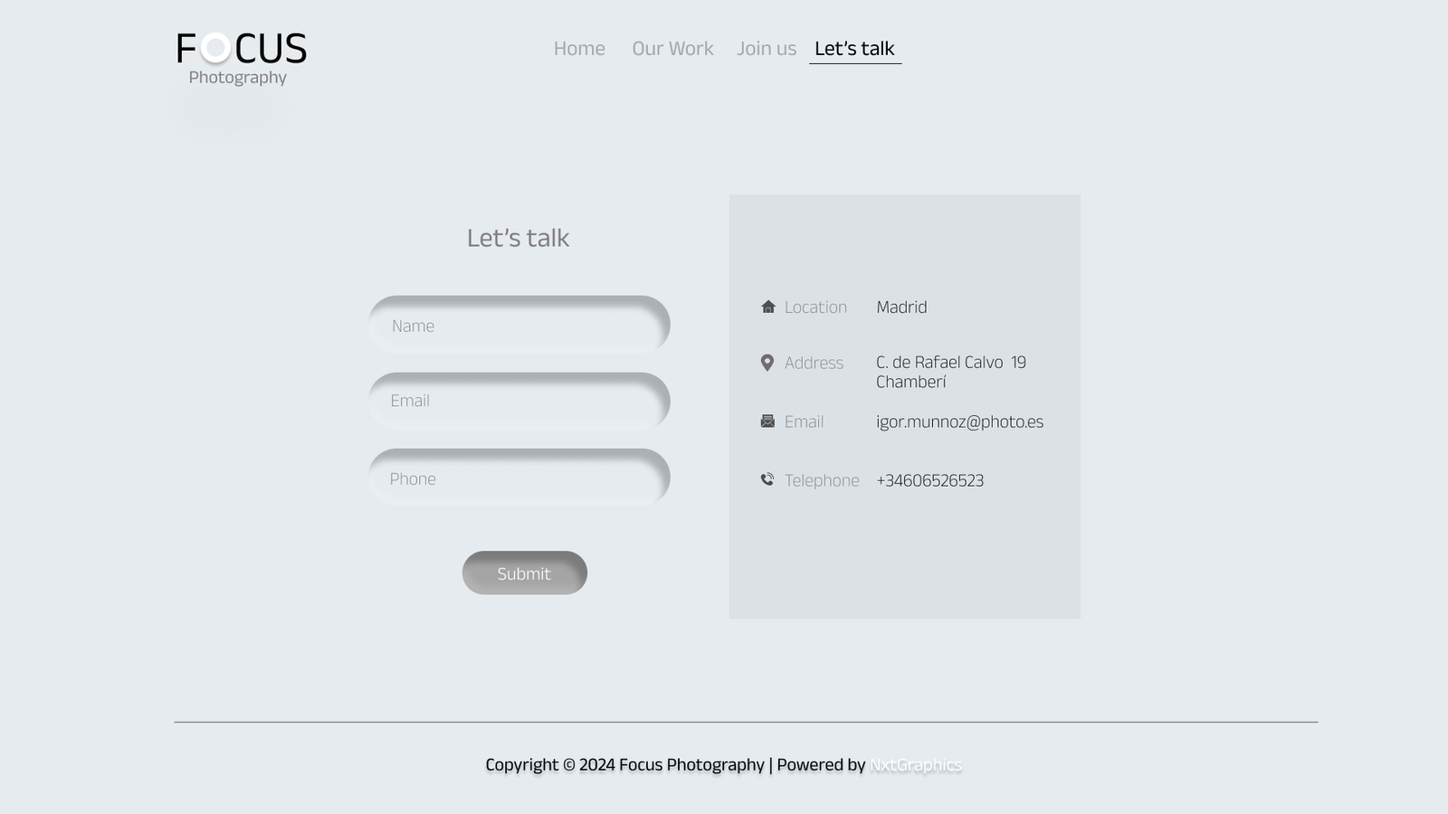 Contact form with Neumorphism style